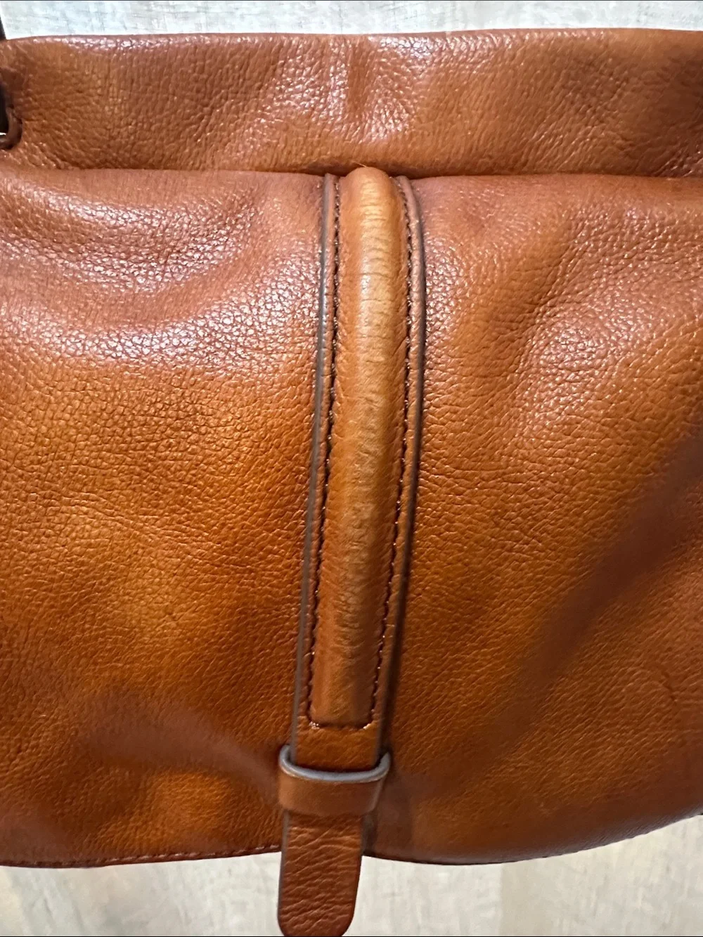 Vintage Harper Fossil Brown Leather Crossbody Bag
